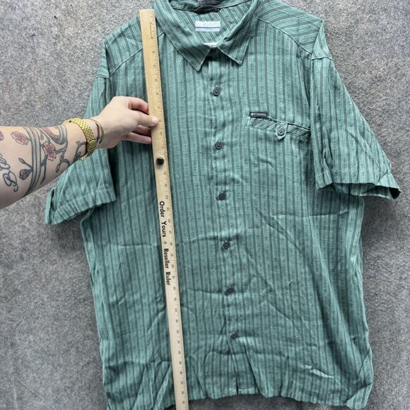 Columbia Shirt Mens XL Green Regular Fit Short Sleeve Button Front Casual Top - Picture 5 of 10